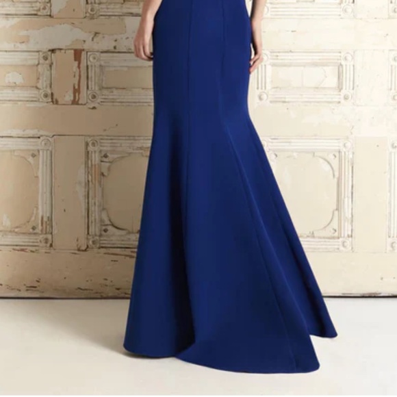 Alexander by Daymor - 767 Draping Ribbon Paneled Off Shoulder Gown (Navy) - Picture 5 of 6